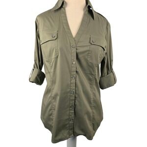 Express Olive Button Down Shirt
